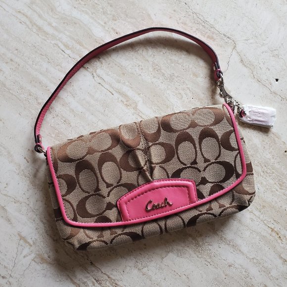 Coach Mini Pink & Tan Purse - Picture 1 of 5